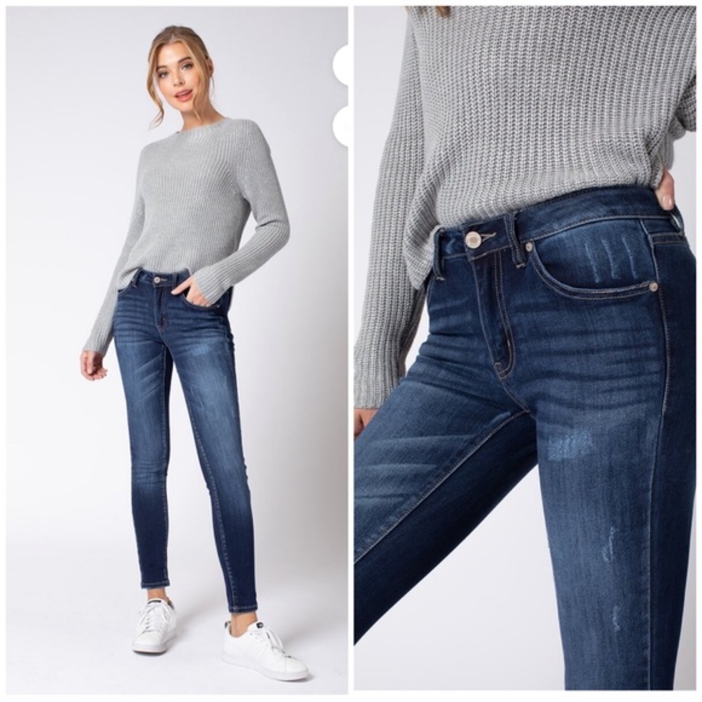 Dark Minimally Distressed Skinny Jeans